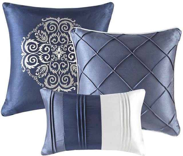 Olliix by Madison Park 7 Piece Navy California King Blaire Comforter Set-2
