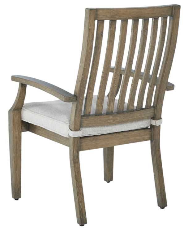 Signature Design by Ashley® Rainier Ranch 2-Piece Beige/Brown Aluminum Outdoor Dining Arm Chair with Cushion-5
