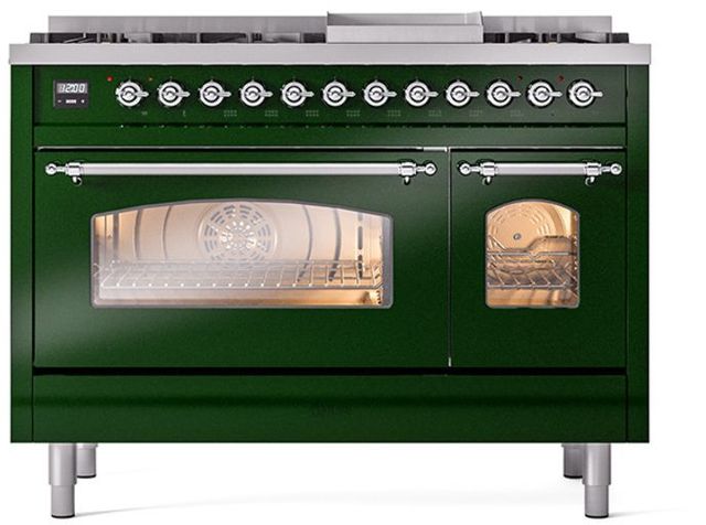 Ilve® Nostalgie II Series 48" Emerald Green Pro Style Dual Fuel Range-1
