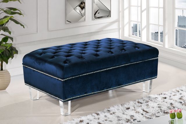 Meridian Furniture Lucas Navy Velvet Ottoman-2
