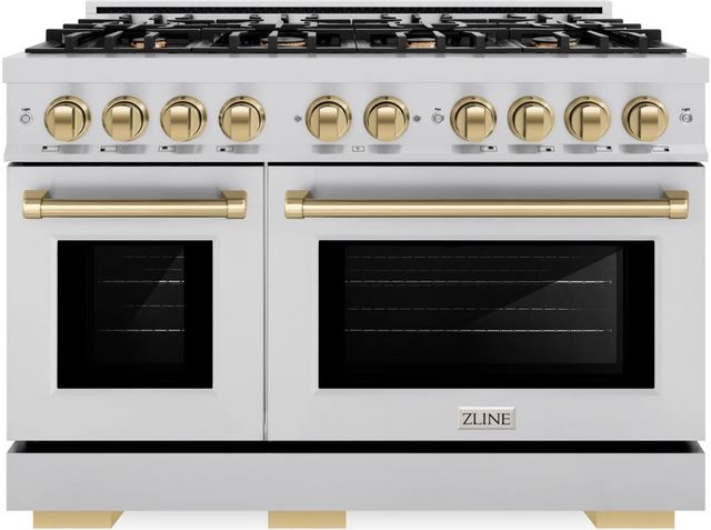 ZLINE Select Autograph Edition 48" Stainless Steel Convection Pro Style Gas Range with Champagne Bronze Accents