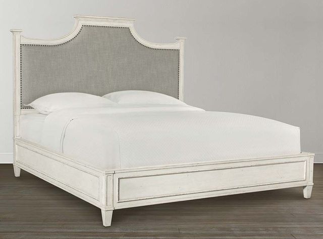 Bassett® Furniture Bella Aged Whitestone Queen Upholstered Panel Bed-0