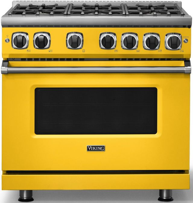 Viking® 7 Series 36" Daffodil Pro Style Liquid Propane Gas Range-2