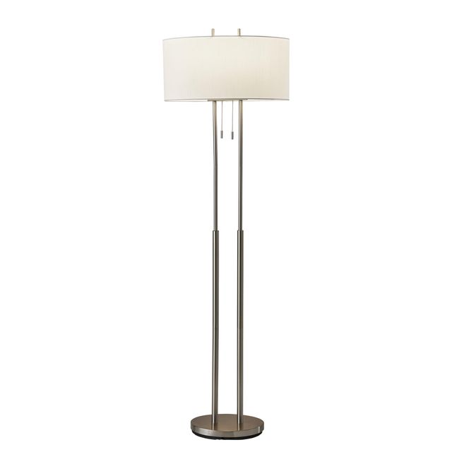 Adesso® Duet Brushed Steel Floor Lamp-0