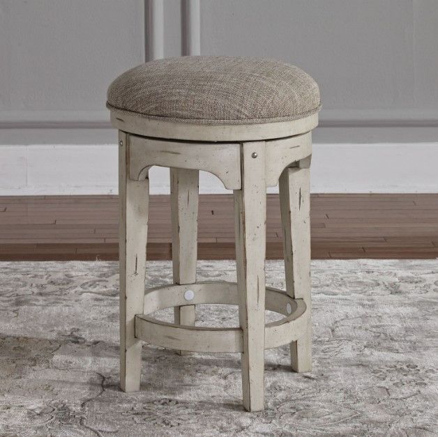 Liberty Furniture Morgan Creek Antique White/Ivory Console Swivel Stool-1