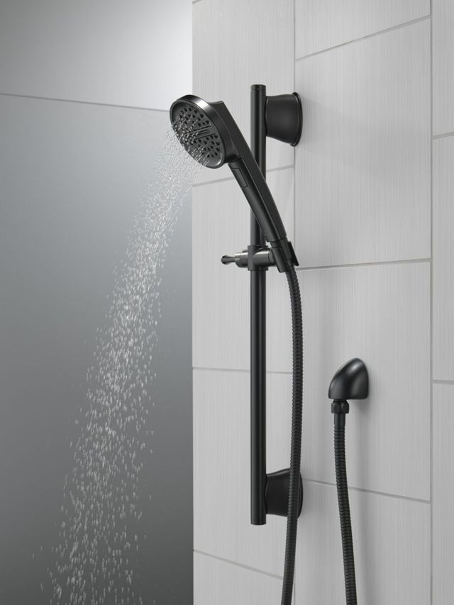 Delta Universal Showering Components Matte Black 3-Setting Slide Bar Handshower-2