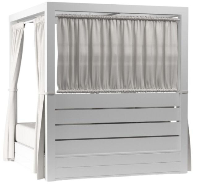 Sunset West Newport Satin White Aluminum King Resort Outdoor Daybed with Cast Silver Cushion-2