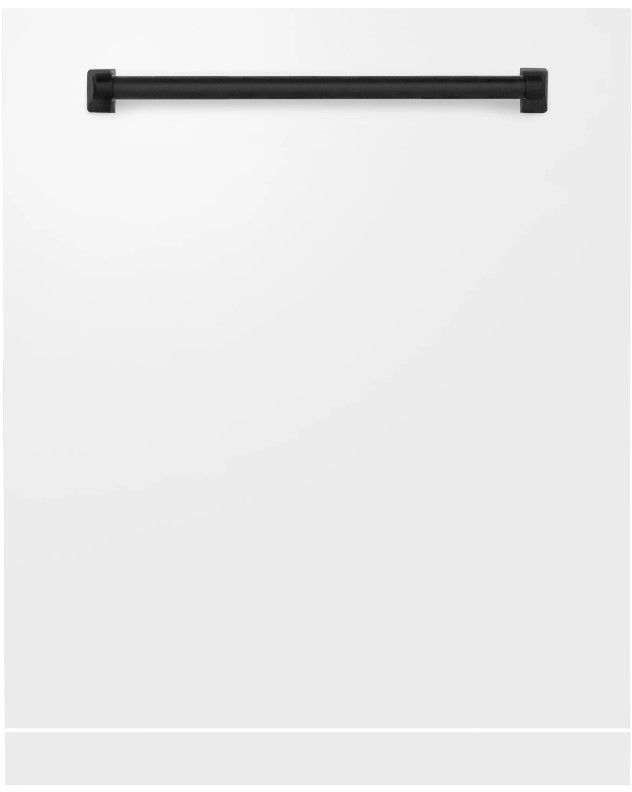 Zline Autograph Edition 24" White Matte Dishwasher Panel with Matte Black Handle-1
