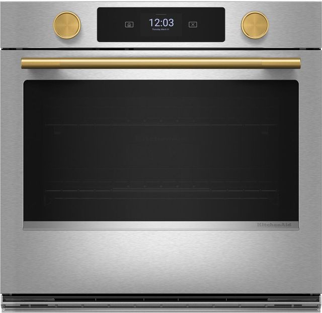 KitchenAid® Brass Grip Single Wall Oven Handle and Knob Kit-2
