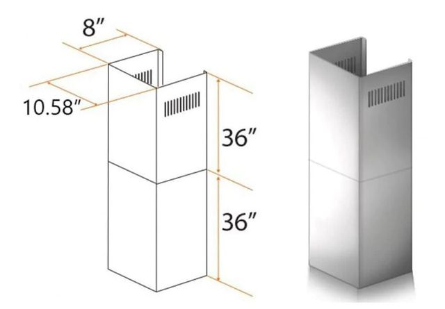 ZLINE 36" Stainless Steel Chimney Extension-1