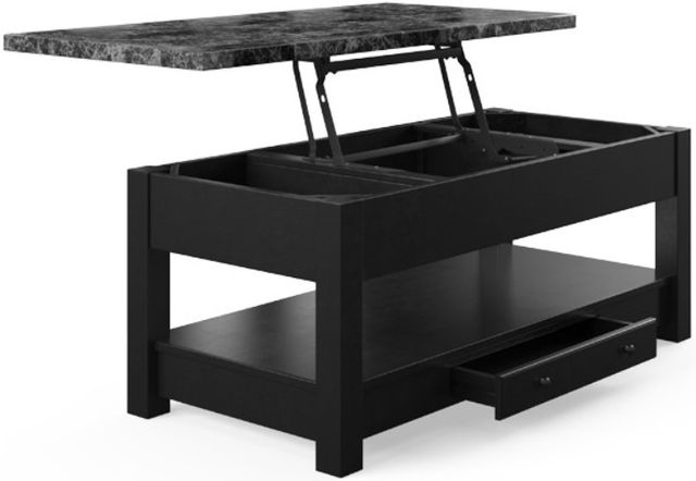 American Wholesale Furniture Black/Faux Marble Lift Top Cocktail Table-0