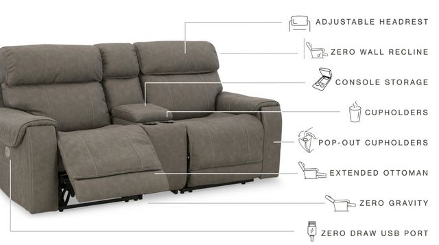 Signature Design by Ashley® Starbot 3-Piece Fossil Small Spaced Power Reclining Sectional with Console-1