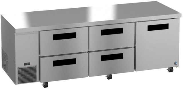 Hoshizaki Steelheart® 93" 30.17 Cu. Ft. Stainless Steel Three Section Undercounter Side Mount Refrigerator with 4-Drawer/Door Combo-2