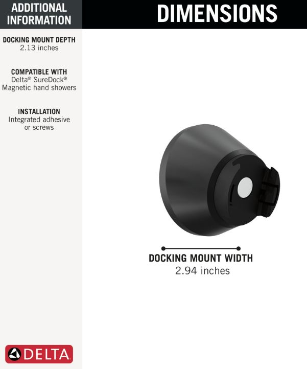Delta SureDock™ Matte Black 3" Magnetic Docking Mount-2