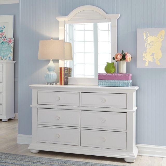 Liberty Furniture Summer House Oyster White Youth Dresser and Mirror-1
