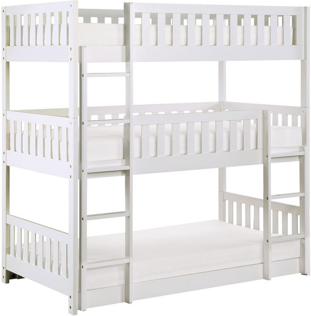 Mazin Furniture Galen White Twin Triple Bunk Bed-0