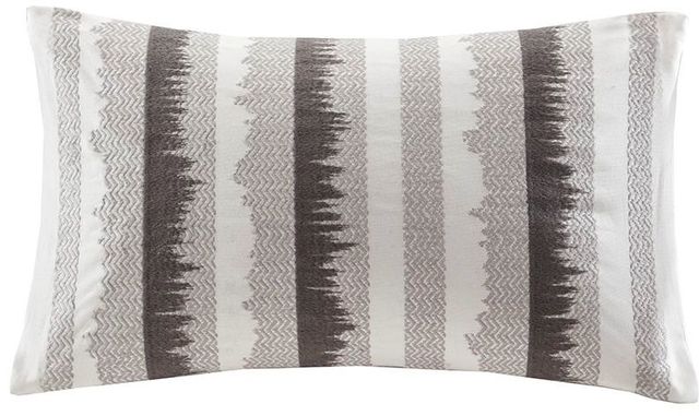 Olliix by INK+IVY Grey Chet Embroidered Cotton Oblong Pillow-0