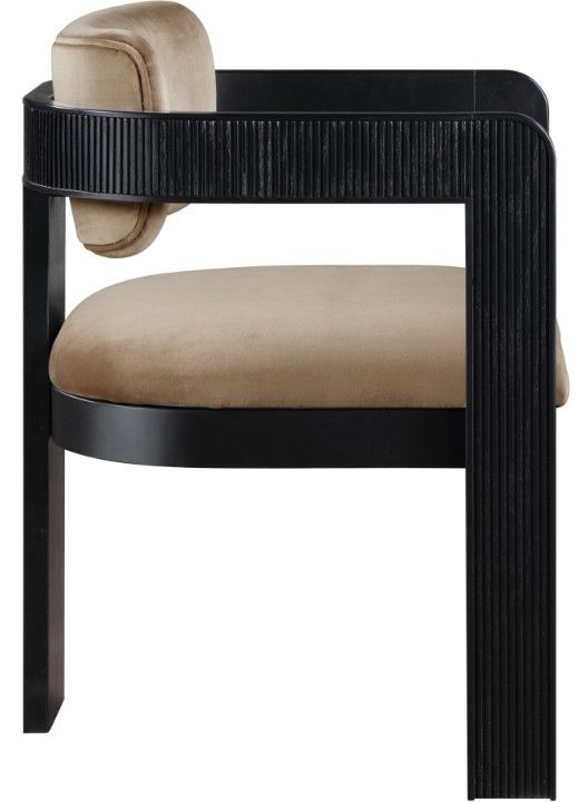 Meridian Furniture Sacha Beige/Black Velvet Dining Chair-3