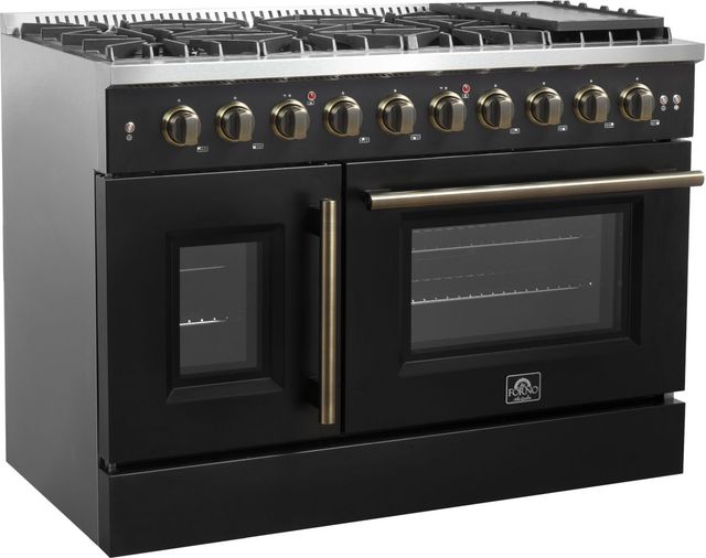 FORNO® Galiano Series Alta Qualita 48" Black Pro Style Gas Range-1