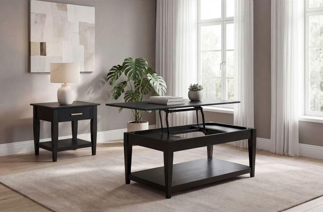 Coaster® Lindenton 2-Piece Black Lift-Top Coffee Table and End Table Set-3