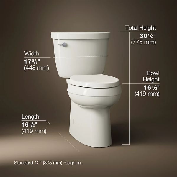 KOHLER® Cimarron® Biscuit 2-Piece Elongated Toilet with Skirted Trapway, 1.28 Gpf-4
