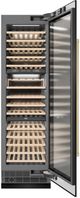 ZLINE Autograph Edition 24" in. 12.4 Cu. Ft. Triple Zone 100 Bottle Column Wine Cooler in Black Stainless Steel and Champagne Bronze Accents-1