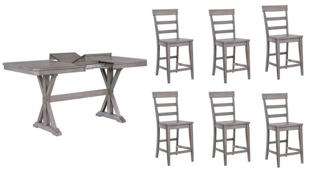 Urban Styles Furniture Newport 7-Piece Gray Counter Height Dining Set-0