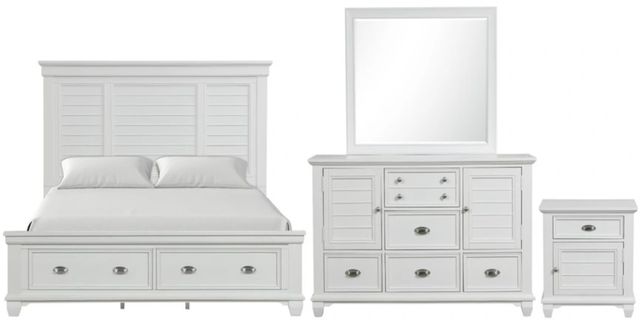 New Classic® Home Furnishings Jamestown 4-Piece White California King Storage Bedroom Set-0
