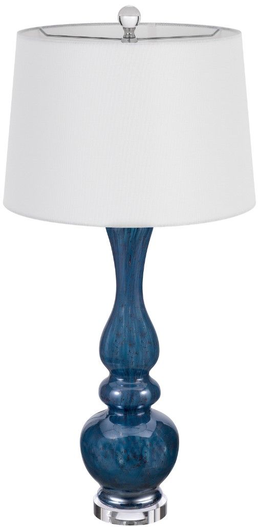 Cal® Lighting & Accessories Candlestick 2-Piece Antique Blue Luster/Clear Table Lamp Set-2