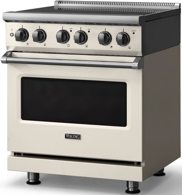 Viking® 5 Series 30" Pure White Pro Style Electric Range with Polished Chrome Trim-2