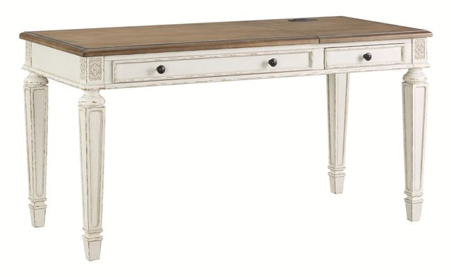 Signature Design by Ashley® Realyn 2-Piece White/Brown Home Office Desk Set-2
