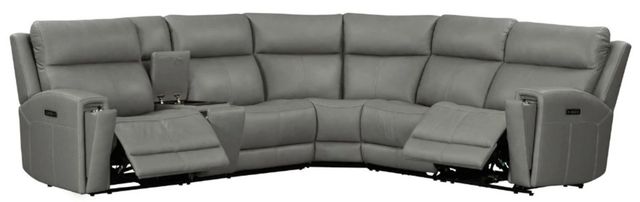 Liberty Furniture Camden 6-Piece Aline Light Gray Leather Power Reclining Curved Sectional-1