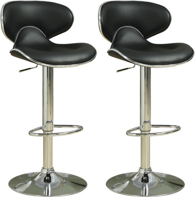 Coaster® Edenton 2-Piece Black/Chrome Upholstered Adjustable Stools-6