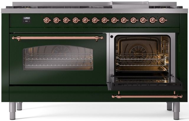 Ilve® Nostalgie II Series 60" Emerald Green Pro Style Dual Fuel Range-3