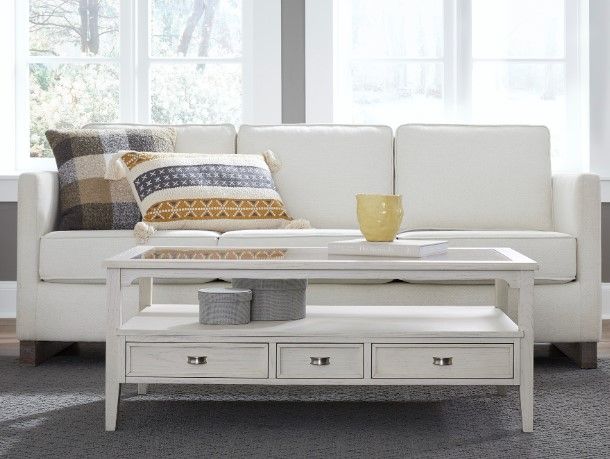 Null Furniture Outer Banks Glass Top Large Rectangular Cocktail Table with Sand Dune Base-2