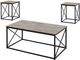 Monarch Specialties Inc. 3 Piece Dark Taupe with Black Metal Table Set-0