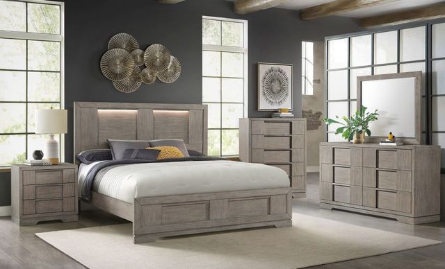 Elements International Kelis 4-Piece Gray Queen Panel Bedroom Set-1