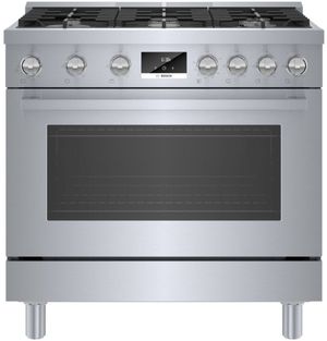 Front view of the Bosch® 800 Series 36" Stainless Steel Pro Style Gas Range