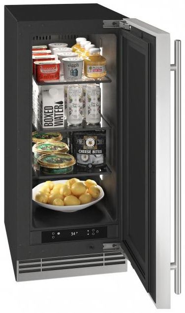 U-Line®  Home Collection 15" 2.8 Cu. Ft. Stainless Steel Refrigerator with Solid Door-1