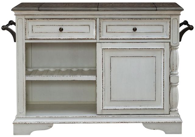 Liberty Furniture Magnolia Manor Antique White/Weathered Bark Bar Cart-2