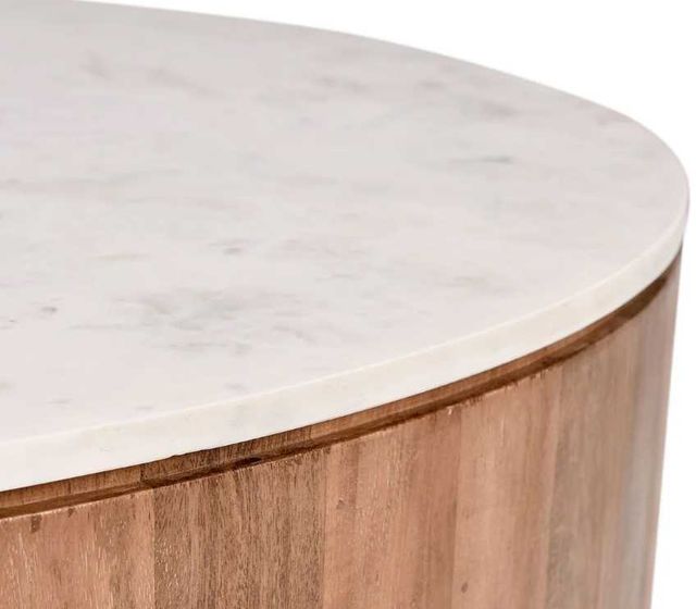 Classic Home Josie White 46" Round Coffee Table with Hickory Brown Base-3