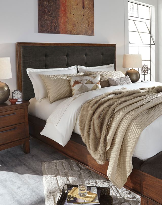 Signature Design by Ashley® Ralene Dark Brown California King Upholstered Panel Bed-3
