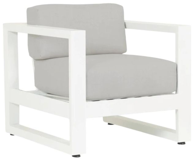 Sunset West Newport Satin White Aluminum Outdoor Club Chair with Cast Silver Cushion-0