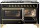 Ilve® Majestic III 60" Glossy Black Pro Style Dual Fuel Liquid Propane Range with Triple Glass Door and Brass Trim-2