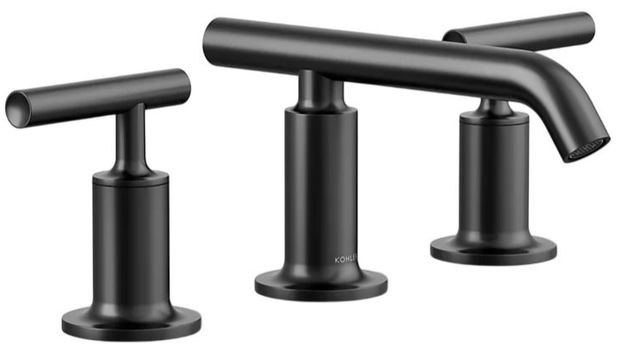 KOHLER® Purist® Matte Black Widespread Bathroom Sink Faucet with Lever Handles-0