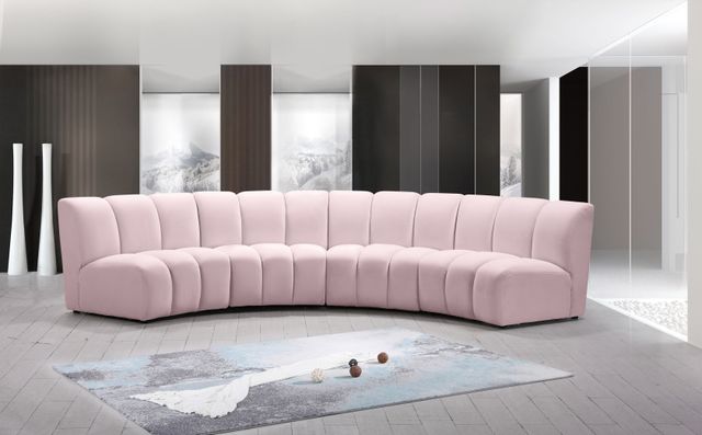 Meridian Furniture Infinity 4-Piece Pink Velvet Modular Sectional-1