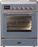 Ilve® Majestic III 30" Blue Gray Pro Style Induction Range with Triple Glass Door and Copper Trim-0