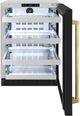 ZLINE Autograph Edition Touchstone 5.2 Cu. Ft. Stainless Steel Beverage Center with Black Matte Glass Door and Polished Gold Handle-1