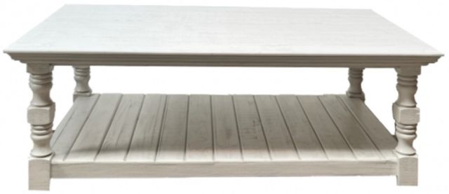 Million Dollar Rustic Cottage Frosted White Cocktail Table-0
