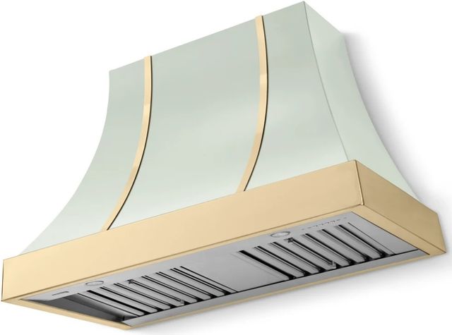La Cornue CornuFé Cascade 44" Tapestry Mounted Range Hood with Polished Brass Trim-0